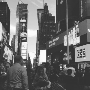 Before the show, coffee in Times Square, a favorite past time of mine.